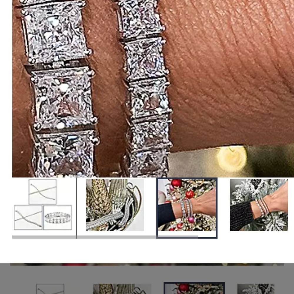 QVC 4mm Princess prong Set Diomonique .925 Bracelet (large) - Picture 3 of 7